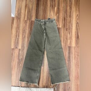 Zara Olive Green Wide-Leg Jeans